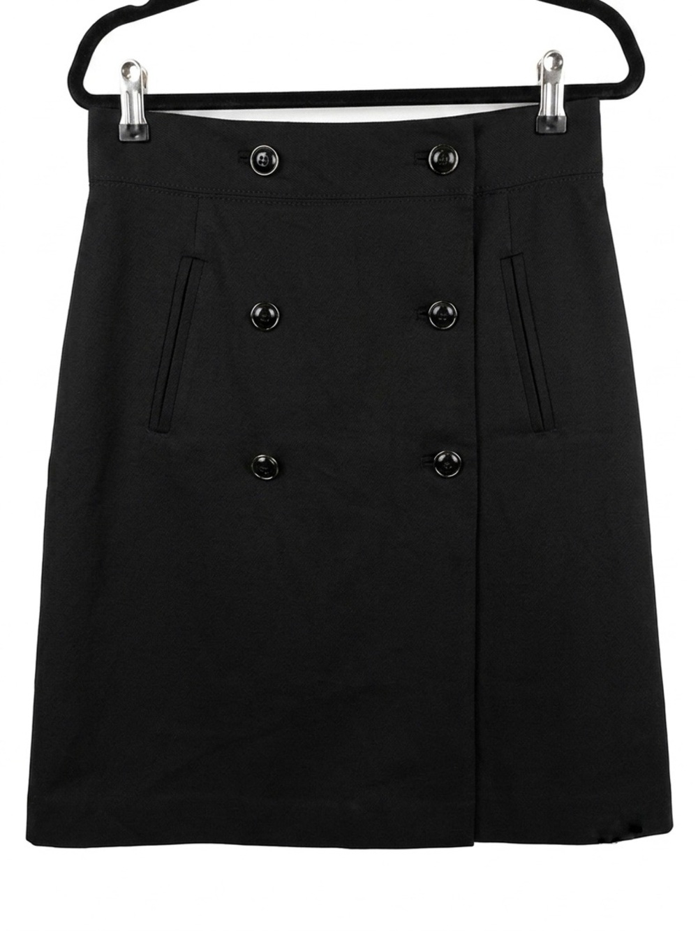 Banana Republic Black Double-Breasted Subtle A-Line Skirt
